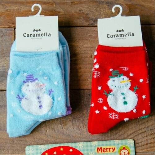 CM10482 Caramella brand Snowman cartoon story socks Creative christmas socks Cute cotton women/girls character socks