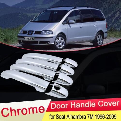 For Seat Alhambra MK1 7M 1996~2009 Chrome Door Handle Cover Exterior Trim Catch Car Cap Stickers Accessories 1997 1998 1999 2000