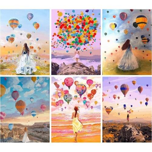 Canvas Size Kamy Yi 5D DIY Diamond Painting Balloon Mosaic Girl Handmade Gift Full Square Diamond Embroidery Landscape Decor