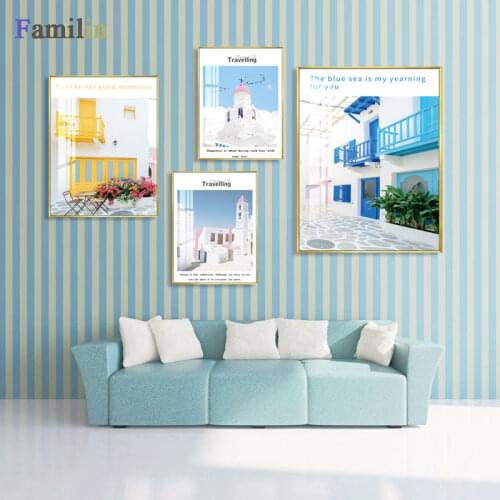 Colorful Architecture Landscape Canvas Painting Building Picture on The Wall Nordic Style Decorative Paintings Home Decoration