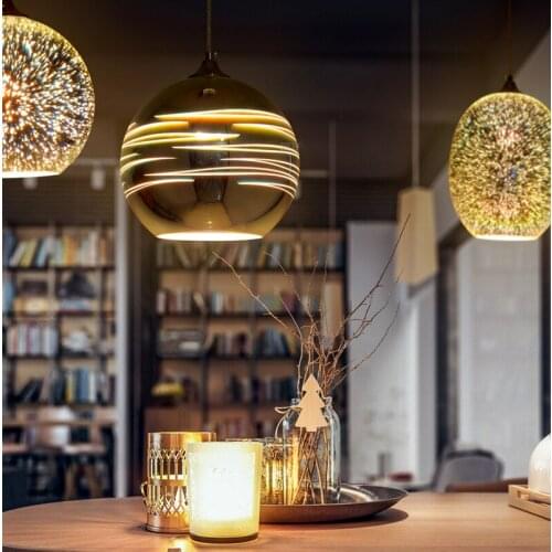 Glass ball chandelier post modern restaurant bar table color lampshade nordic creative milk tea shop 3d glass chandelier
