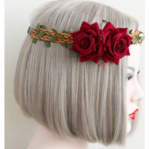 Fashion Gothic Rose Elastic Hair Band Headband Garland Wedding Accessories