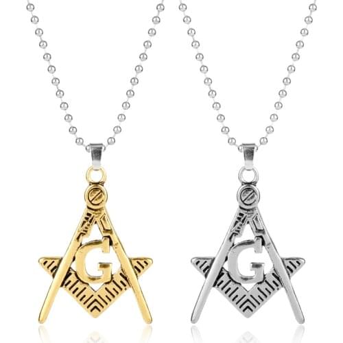 Fashion Masonic Square and Compasses Vintage Antique Freemason Symbol Mason G Pendant Necklace Alloy Metal Hip Hop Jewelry -30