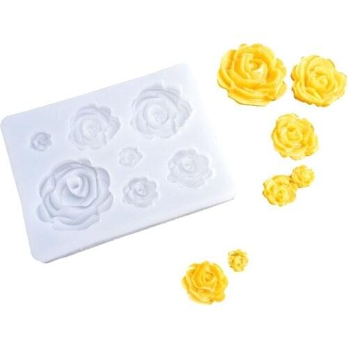 Cartoon 3D Rose Flowers Silicone Epoxy Resin UV Glue Crafts Mold Creative DIY Pendant Brooch Jewelry Tool Accessory