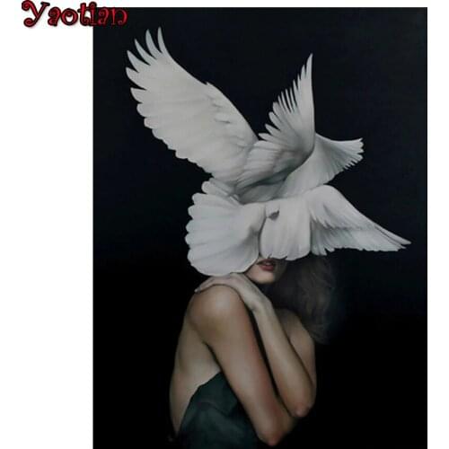 5D DIY Diamond Painting Full Square Feather Girl Fashion Model Cross Stitch Kit Gifts Round Diamond Embroidery Mosaic pattern