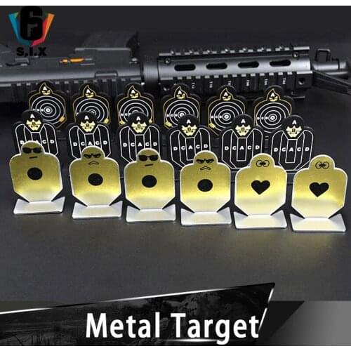 6pcs AB Brave Warrior Shooting Metal Targets Set Outdoor Airsoft Tactical Trigger Time Practice Target Mount