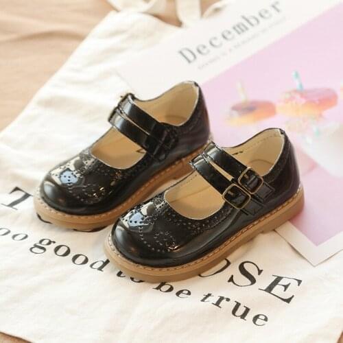 2020 new childrens shoes leather girl princess shoes party black baby toddler shoes casual hollow breathable leather shoes