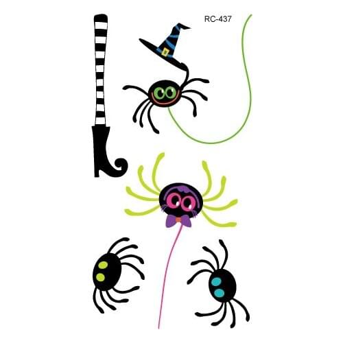 Rocooart RC437-440 Children Fake Tattoo Sleeve Taty Flash Tatuagem For Finger Cute Halloween Waterproof Temporary Tattoo Sticker