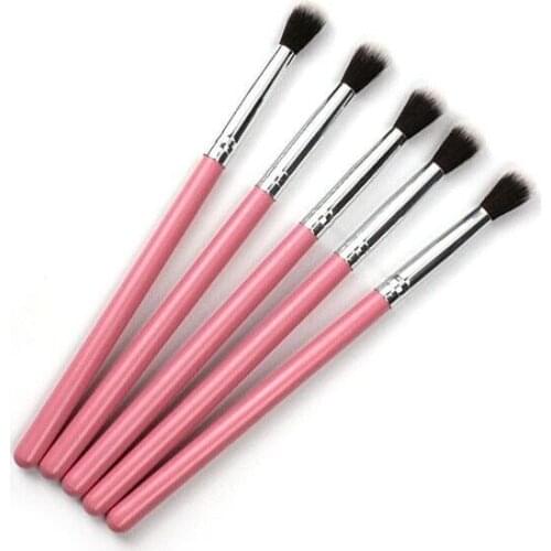 Pink wooden handle soft nylon hair silver aluminum collar highlighter cosmetic brush in makeup