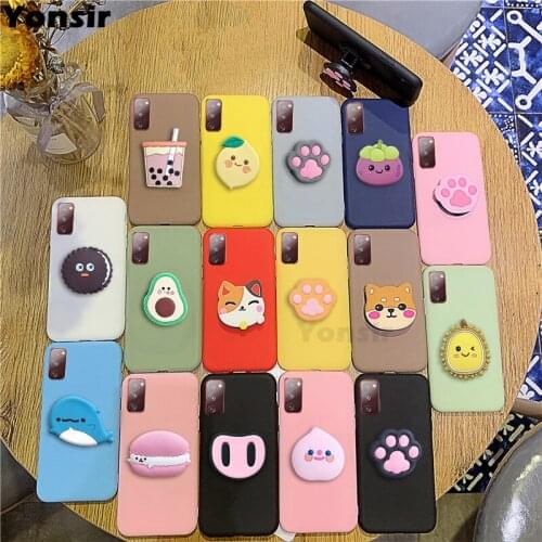 S20 Fe 3D Silicone Cartoon Phone Holder Case For Samsung Galaxy S20 S8 S9 S10 Lite 2020 Plus Cover Stand Bags