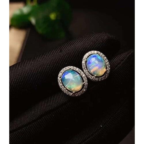 Natural And Real OPal Earrings S925 Sterling Silver Fine Elegant Jewelry for Women Earring