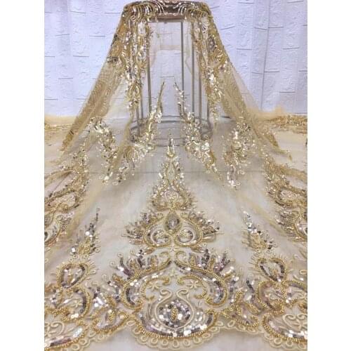 Best Material Hot Selling African Shinny Beads Fabric Pretty Design JRB-8.42801Embroidered Tulle Mesh for Party Dress
