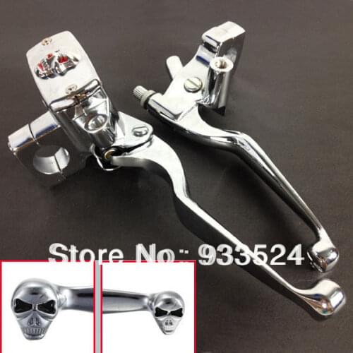 1" Universal Handlebar 14 Bore Skull Brake Master Cylinder Clutch Lever For Harley Dyna Softail Honda VTX Suzuki Yamaha Kawasaki