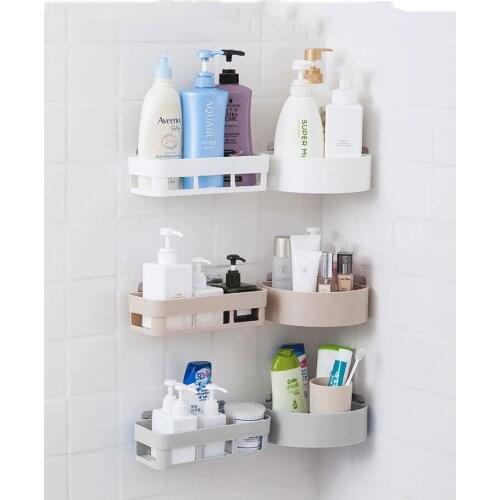 Bathroom Storage Rack Wall Hanging Corner Shower Shelf Kitchen Storage Rack Holder Bath Desk Makeup Organizer Wall Decoration