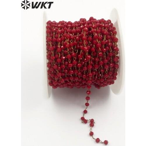 WT-RBC041 Wholesale custom Diy Design New Arrival For Neckalce Chain Jewelry red Beads Chain Rosary Necklace Chain for jewelry