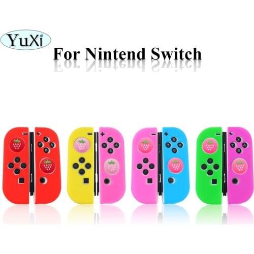 YuXi Silicone Rubber Skin Case Cover + 2pcs Grip Joystick Caps For Nintend Switch NX NS Joy Con Controller