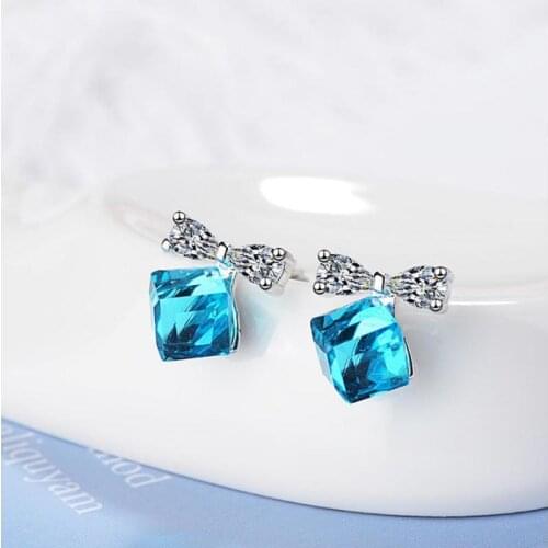 Everoyal Female Trendy Green Crystal Earrings Silver 925 Girls Jewelry Fashion 925 Silver Stud Earrings For Women Accessories