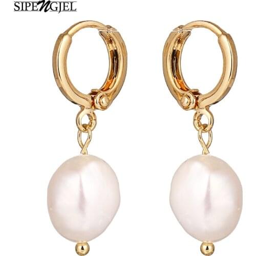Tiny Trendy Irregular Pearl Drop Earrings Luxury Small Gold Hoop Earrings For Women Fashion Jewelry