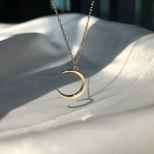 Binmonray 925 Sterling Silver Fashion Sweet Moon Clavicle Chain Pendants Necklaces Women Temperament Crescent Necklace Jewelry