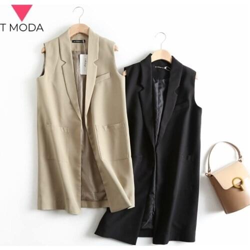 T MODA 2021 Winter Womens Elegant Office Lady Pocket Blazer White Sleeveless Vests Jacket Outwear Casual Brand Coat WaistCoat