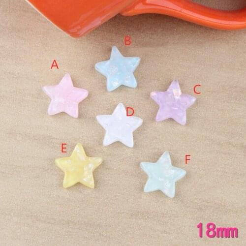 18mm Candy Colors Resin Cabochons Flatback Star Shape DIY Ornament Accessories Embellishments Scrapbooking Hair Jewelry DIY 10pc