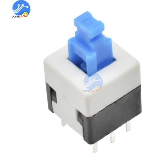 10Pcs/Lot 8X8mm Cap Self-locking Type Square Button Switch Blue 100000 Times Service Life