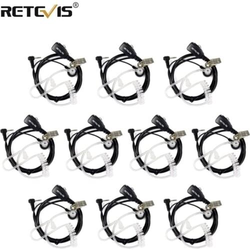 10pcs PTT MIC Earpiece Covert Air Acoustic Tube Headphone For Motorola Walkie Talkie T270 SX500 T5100 FV200 XTL446 Retevis RT45