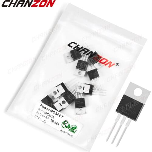 10Pcs IRF5210 TO-220 Power SIC Mosfet Transistor Bipolar Junction BJT Powerful Triode Tube Fets -40A -100V Integrated Circuits