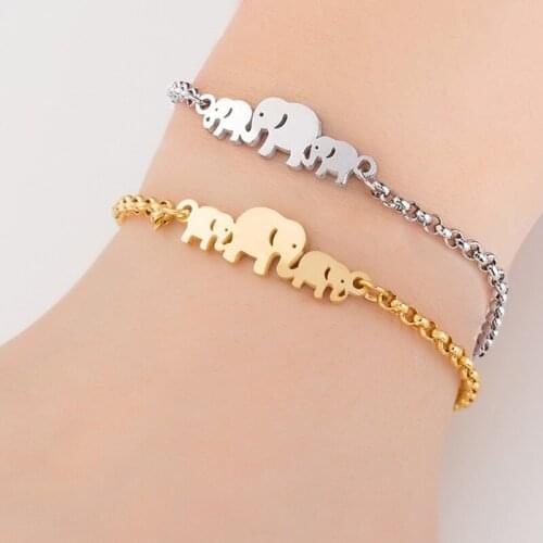 2021 Trendy Stainless Steel Bracelet For Women Girl Cute Elephant Animal Bralet Adjustable Chain Brazalete Best Friend Jewelry