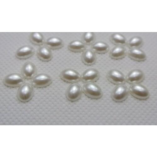 1000 Pure White Oval Half Pearl Bead 4X6mm Flat Back Gem Scrapbook Craft