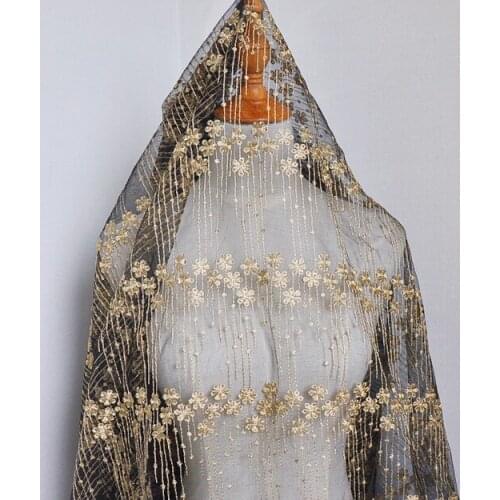 130*100cm lady prom Dress Applique DIY Headdress scarf veil Embroidered Lace Fabric Patch curtain sofa cover free shipping