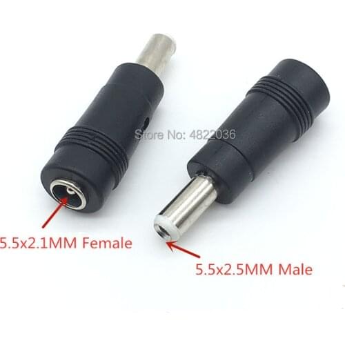 1pc 5.5 x 2.1 mm female to 5.5 x 2.5 mm male DC Power Connector Adapter Laptop 5.5*2.1 female to male 5.5*2.5