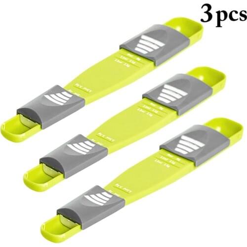 3pcs/set Ajustable Kitchen Measuring Spoon with Scale Silicone Measuring Ladle Baking Cooking Kitchen Liquid Seasoning Tool