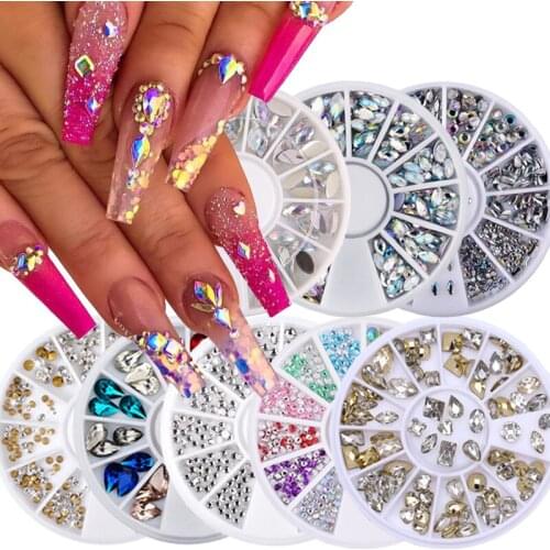 3D Nail Rhinestone Mix Shapes Glitter Diamond Metal Irregular Beads Nail Decorations Small Crystals Gem Manicure DIY Accessories