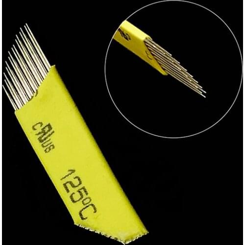 50 Double Row 15 Microblading Needle Permanent Makeup Eyebrow Tattoo Needles Manual Pen Lamina Double 15 Pin Maquillaje Permane