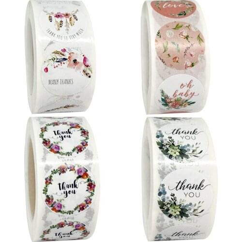 500pcs Pretty Round Floral New Styles Thank You Stickers Seal Label for Wedding Favor Party Handmade Envelope Stationery Sticker