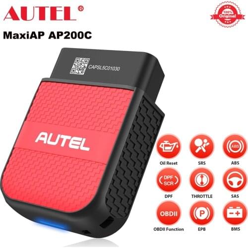 Autel MaxiAP AP200C Wireless OBDII Scan Tool with ABS SRS Oil Reset EPB SAS DPF BMS Throttle for iOS & Android Diagnostics Tool