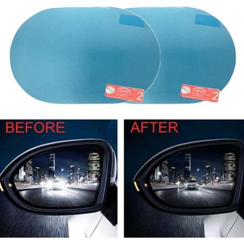 2Pcs Car Anti-Fog Oval Rainproof Waterproof Safety Driving Rearview Mirror PET nanos coating Film carros Automobile Accessories