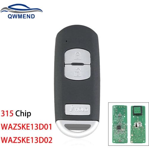 BHKEY WAZSKE13D01/WAZSKE13D02 Car Remote Key for Mazda CX-5 CX-3 Speed 3 Smart Car Key 315Mhz 3 Buttons
