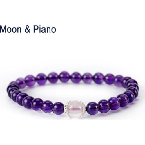 Natural Amethyst Bracelets Ross Quartz Beads 925 Sterling Silver Bracelet Ethnic Fine Jewelry for Woman Evening Party Jewelry