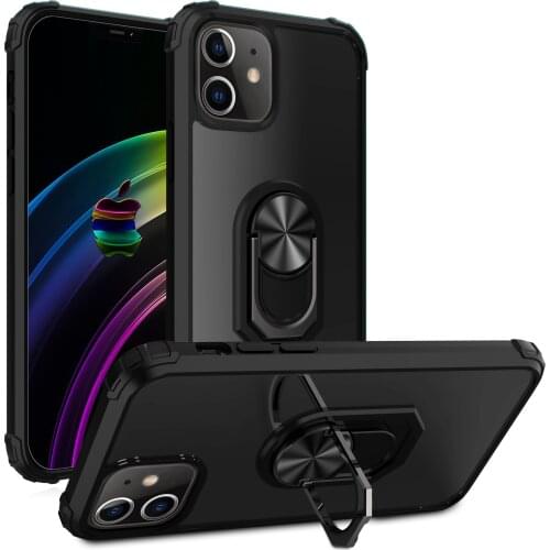 Case For iPhone 12 Pro Max 11 Pro X XS XR 7 8 Plus Silicone Phone Shell Magnetic Car Holder Ring Phone Cases Shockproof Cover