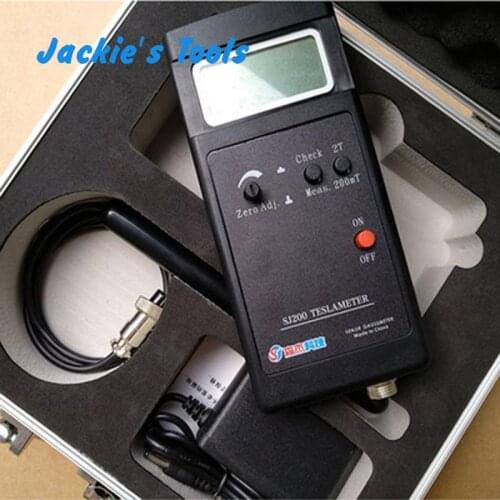 SJ200 Digital Gauss Meter Static Magnetic Field Tesla Tester 0-200Mt-2000mT with Adapter and Carrying Box