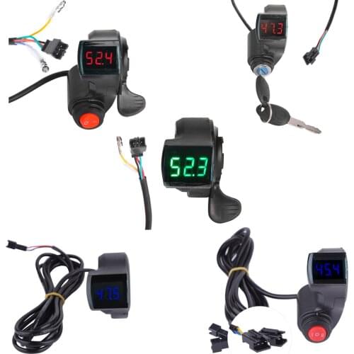 E-Bike Thumb Throttle LCD Digital Battery Voltage Display Switch Electric Vehicle Display Switch Handle Finger Thumb Display