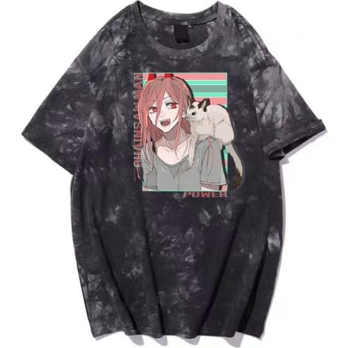 Hot Anime Chainsaw Man Print T-Shirt Harajuku Anime Power Casual Kawaii T-shirt Manga Clothes Hip Hop Tops Tees