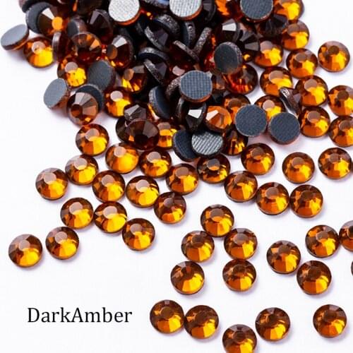 Hot Fix Loose Rhinestones Dark Amber SS4-16 Flatback Crystal Glass Stone DIY for Cloth Decoration Crafts DMC Super Glitter Stone