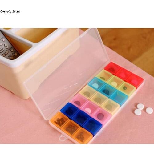 Weekly 7 Days 3-row Pill Medicine Box 21 Compartment Transparent Color Empty Plastic Pill Tablet Medicine Holder