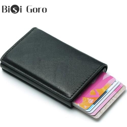 BISI GORO Rfid Men Wallets For Credit Holder Money Bag Male Vintage Black Short Wallets 2019 Leather Slim Wallets Mini Wallets