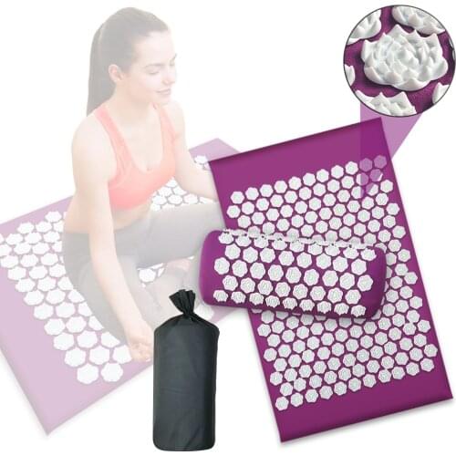 Yoga Acupressure Mat and Pllow Massage Cushion Pranamat Foot Massager Mat Kuznetsovs Applicator Relieve Sress Back Body Pain