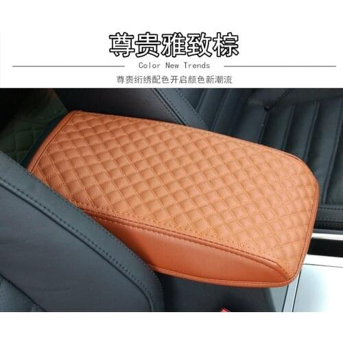 Leather Car Armrest Pad Covers Universal Center Console Auto Seat Armrests Box Pads Black Armrest Storage Protection Cushion