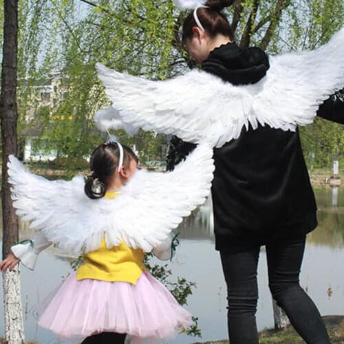White Feather Angel Wings Adult Child Masquerade Carnaval Angels Cosplay Costume Dance Stage Show Wedding Decor Fancy Dress Wing